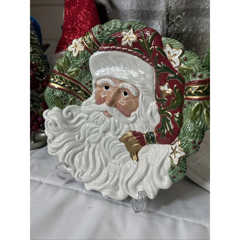 Fitz & Floyd Classics Christmas Tidings Santa Canape Plate 10